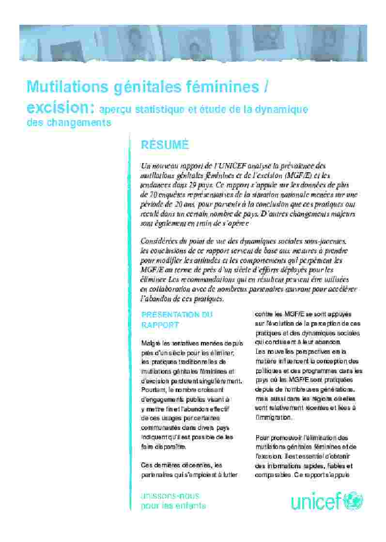FGM: aperçu statistique et étude de la dynamique des changements